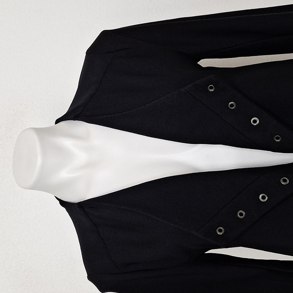 Lysse Black Jory Metal Grommet Trim Biker Grunge Open Front Moto Jacket Size S - Picture 3 of 10